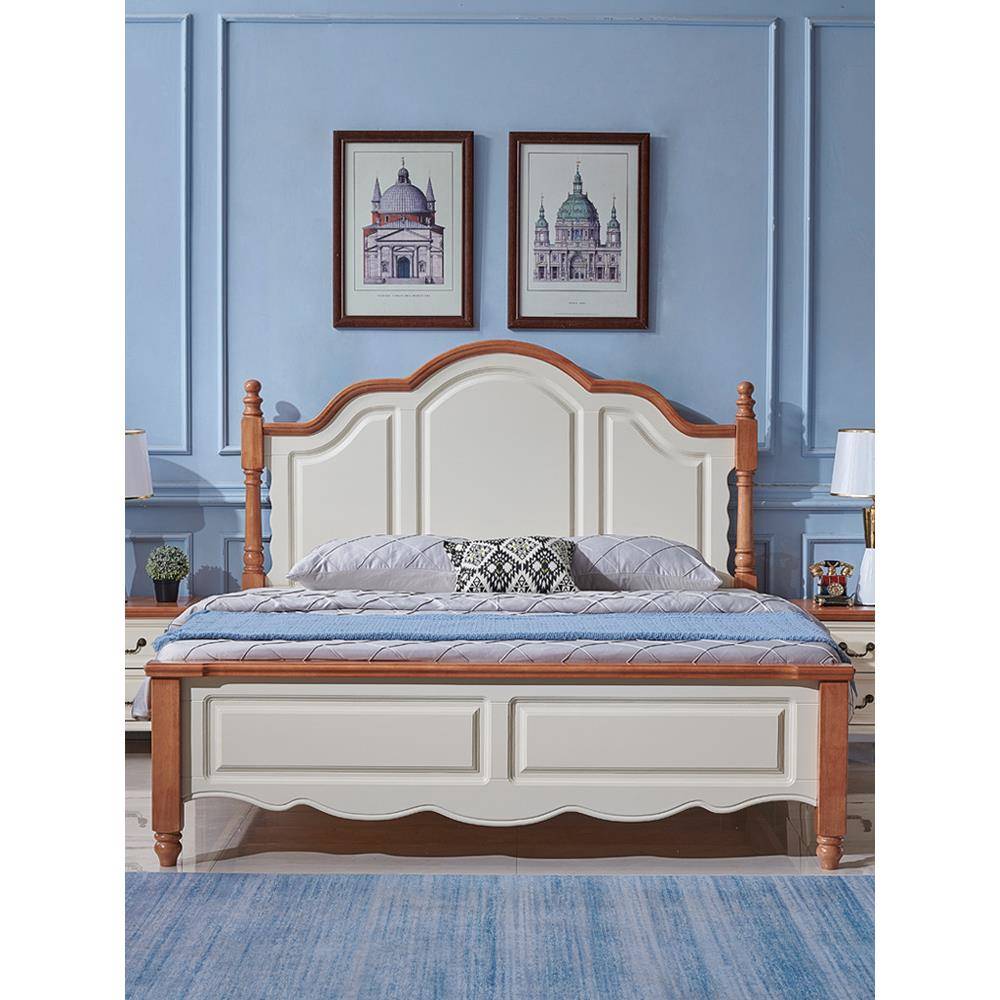 A6L地中海全L601#实木床1.床8代米1.卧5主现简约双人气压储物美式