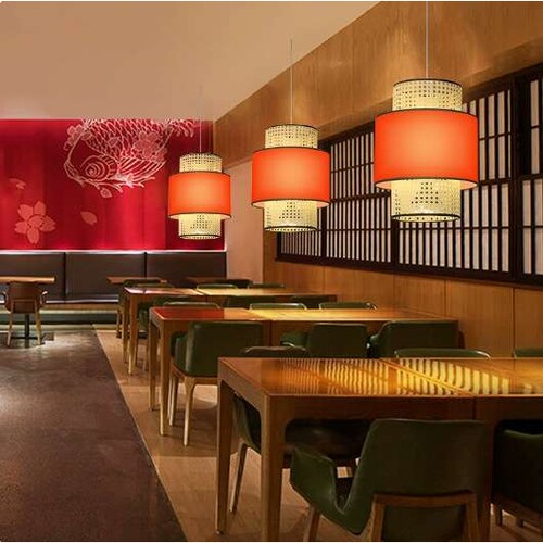 竹编仿古中古风餐厅餐馆吊灯餐饮店火锅店酒店茶楼民宿中国风灯笼