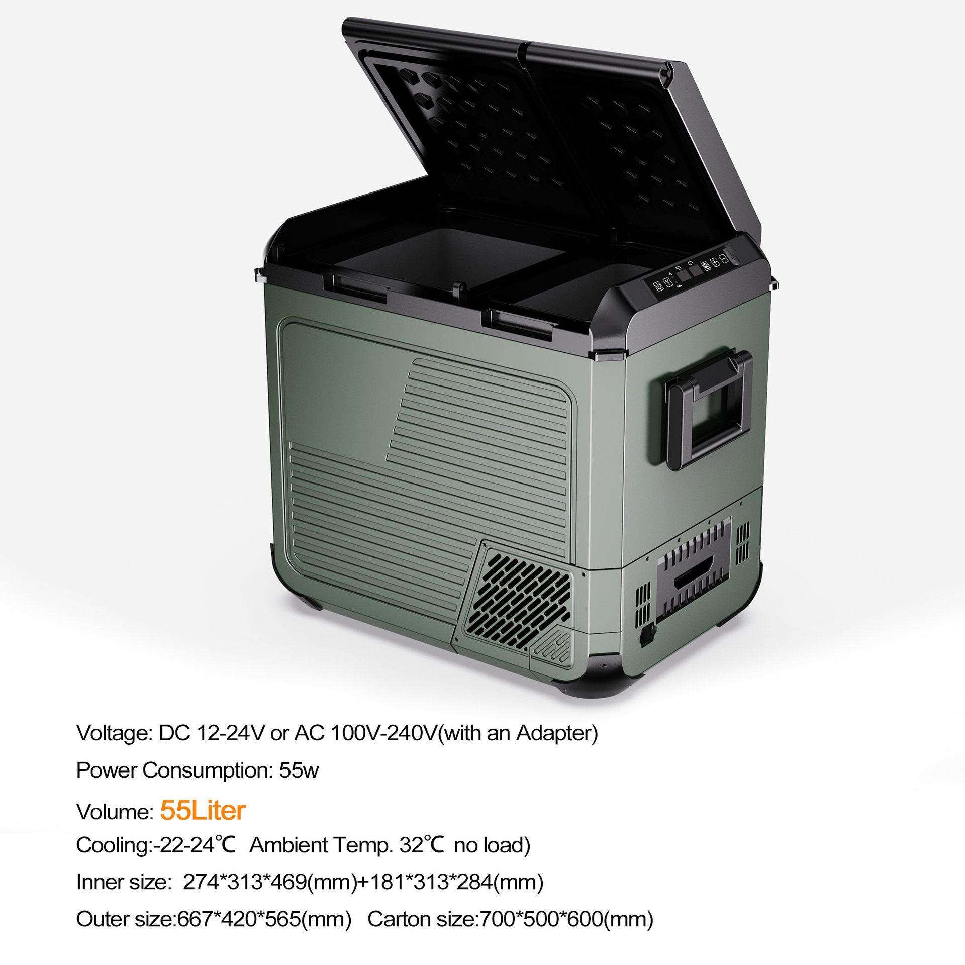 12V 24伏车载冰箱房车户外露营35L 45L 55L便携冰箱外贸工厂直销