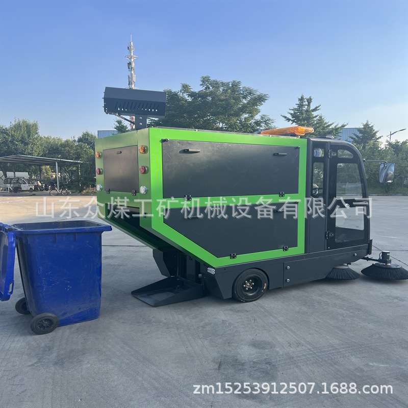 电动四轮挂桶式扫地机多功能驾驶室环卫扫地机工厂工业除尘清扫机