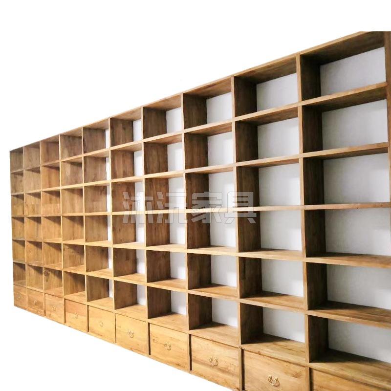 实木榆木书木架实木书柜落地架原木满格墙置物架子背景XLR格架实