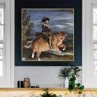 萌FMS20220宠美复式小众艺房术挂画古大师装画样板餐厅壁画动物饰