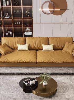 轻奢技现简约客代厅超ORL宽坐深羽绒发布艺沙意式极简科布小户型