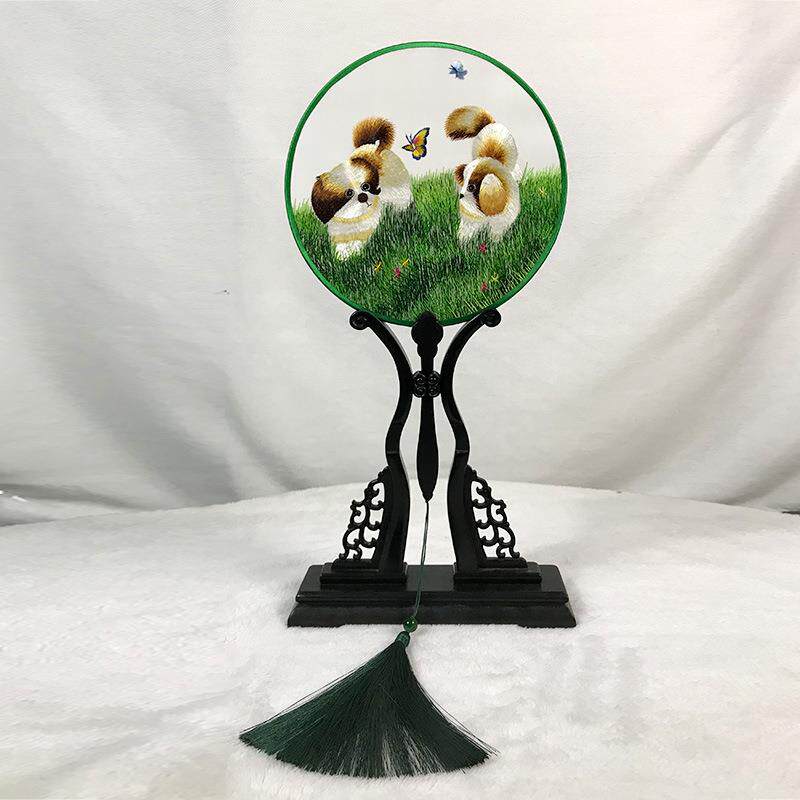 夏季古纯手工苏州双面刺绣扇团扇典汉服宫配饰扇中子国MSC风工艺