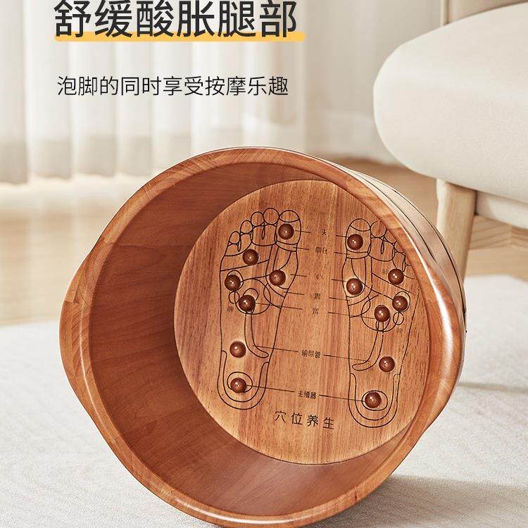 实木泡脚桶过膝厚足浴桶过小家用深按摩高泡脚盆木腿无品牌/桶加