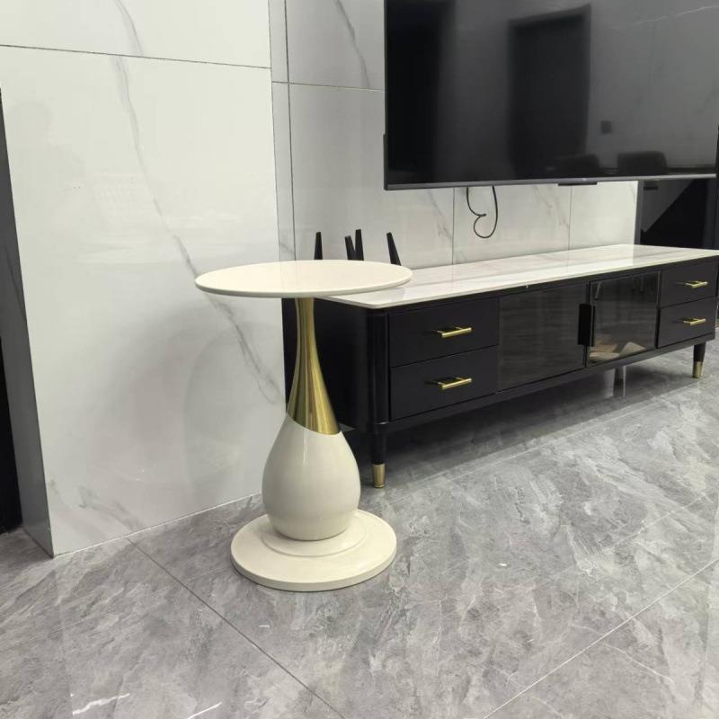 意式茶几奢沙轻意发边几小JSD户型摆件阳台简约现代客头厅圆桌创