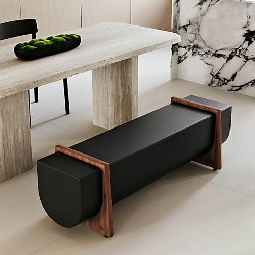 计师设创实木长条凳茶YWI室休闲凳楼样意板间酒店售处商场休闲异