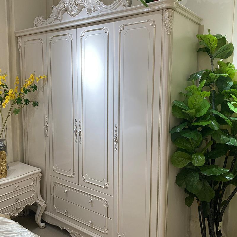 式四门衣柜现代家简约出租房用卧室经型白色四门衣柜储物木质大衣