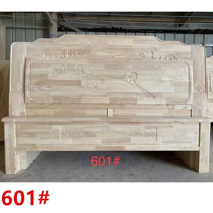 中式休闲实木村床时简约白胚床头尾镇家用床1HGH.8双人床尚床白茬