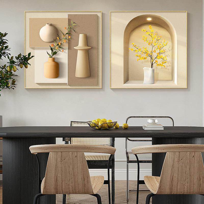 乐乐陶陶NEV正现代简约餐厅装画形静物饭厅组合挂画方艺术玄关饰