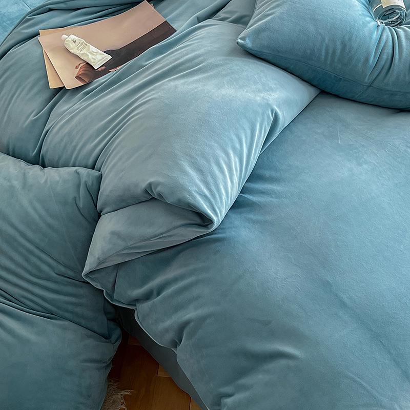 绒简约婴儿MRT加厚四件套纯色珊瑚绒绒上床冬季保暖双面床单床笠