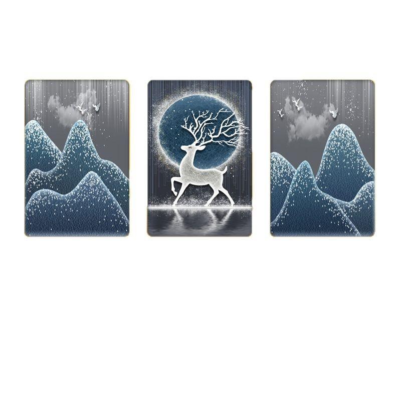 S026福星空鹿档客厅高厅三联画客厅装客厅楼梯饰挂画沙发楼梯餐墙