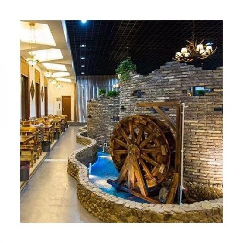 新款PJM风水水环车高流水轮循摆件鱼池假山户外大中小山型防腐木