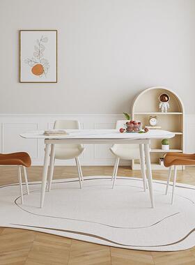 包邮岩板餐桌叠椅组KGK合代现约简轻奢白色奶油风小户型折可伸缩