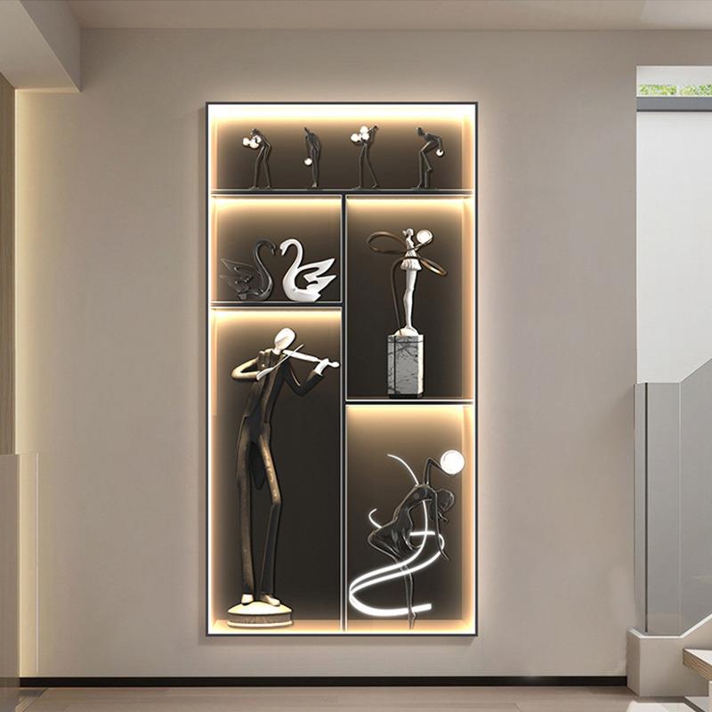 艺术玄关走GAJ装饰画led灯光画廊过挂画现挂代轻奢人物客厅墙道壁