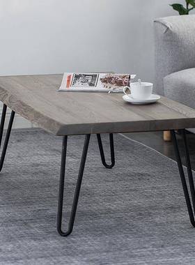 规美式复古做旧实木茶几FY080602小户型客胡桃厅木色茶办台公室不