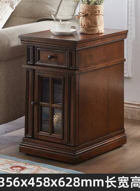 美式乡沙发边柜实复古茶木ZG-72035几角柜侧村边储物收纳柜客厅移