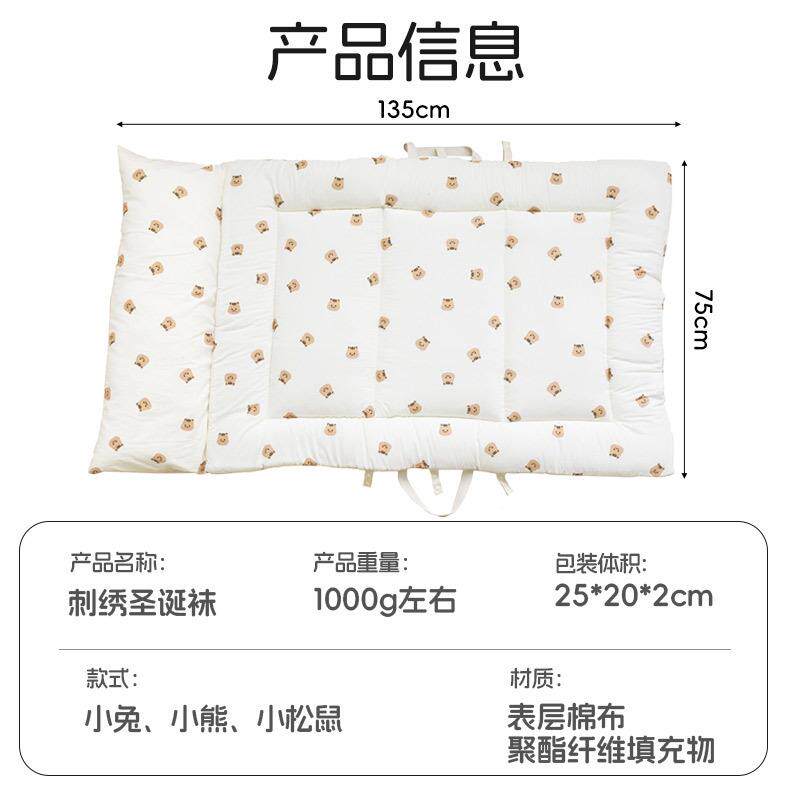 婴幼儿宝宝幼儿印花水棉洗四季款卡通午睡厚床褥+头WVP可外枕园携