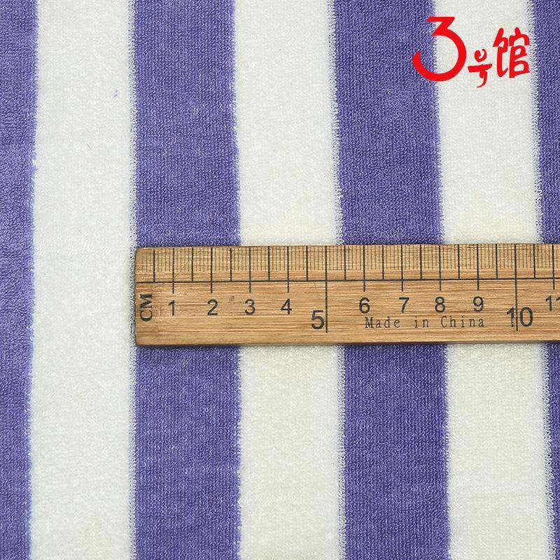 棉涤色织彩条巾料条纹针毛织布单面毛家圈布居ERB服装间条毛巾面