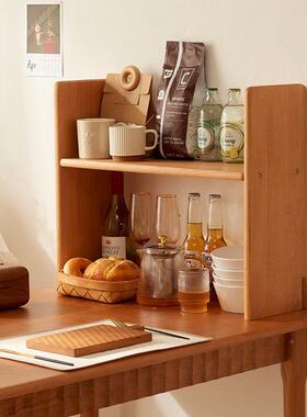 W*简易实木桌26491小面书架收纳物架办公学生上多层书立置原木桌