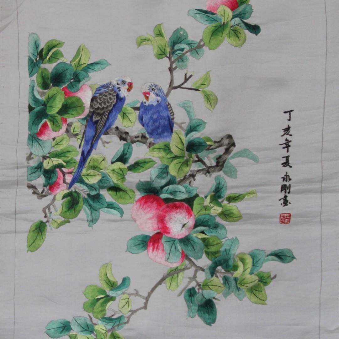 苏州手工刺绣画客装厅房装饰绣画DYN苏挂画书花鸟未裱厂家生产