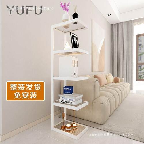 现代高端卫角玻生间铁艺落地置物架厅璃客角几ZGL转夹缝收纳架书