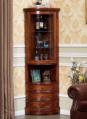 美式NEA实木三角置多柜客厅柜白蜡木墙角柜物功能转角立餐厅角落