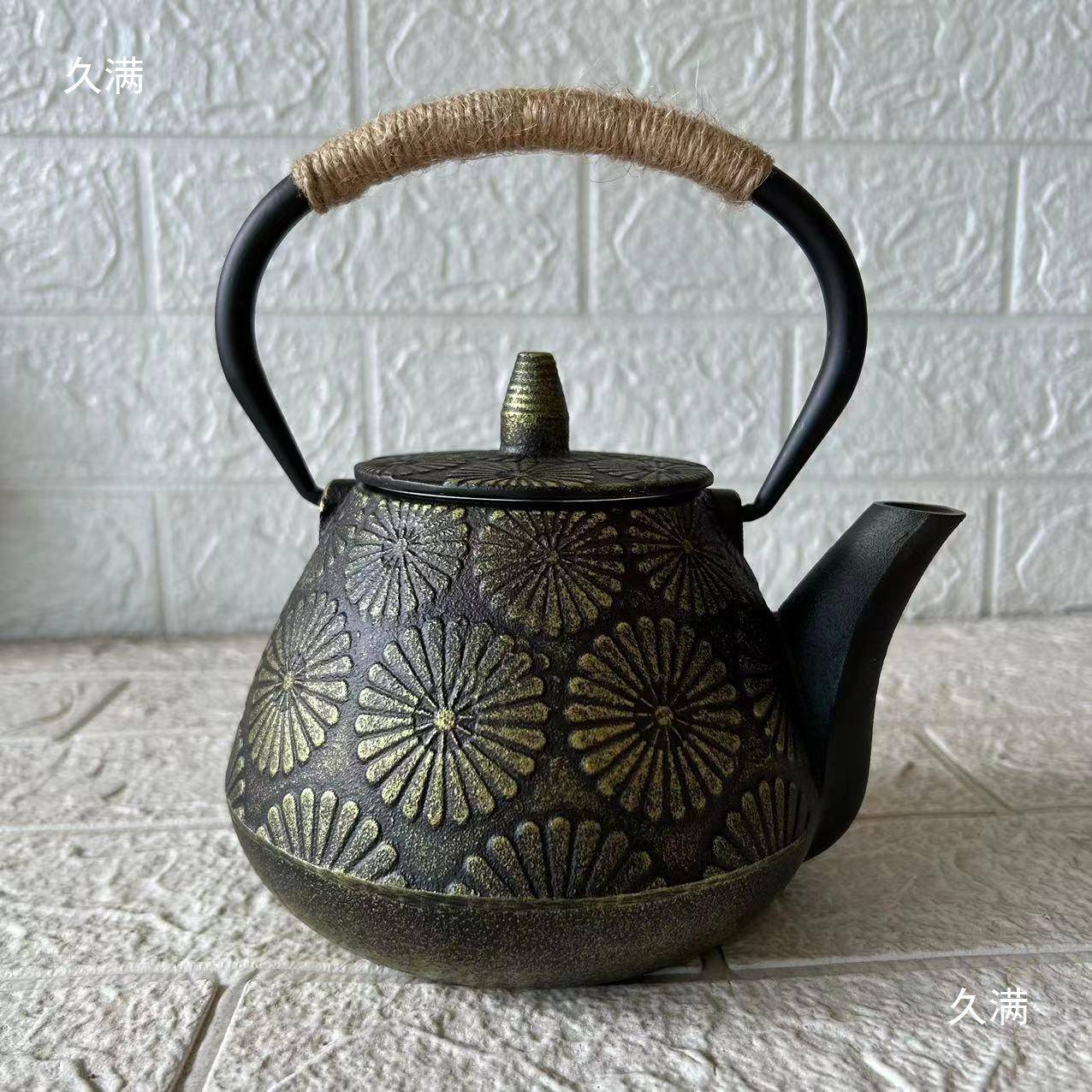 新中式茶室茶DFR馆软装装摆件博古架茶壶道铁艺样板房茶柜饰铁茶