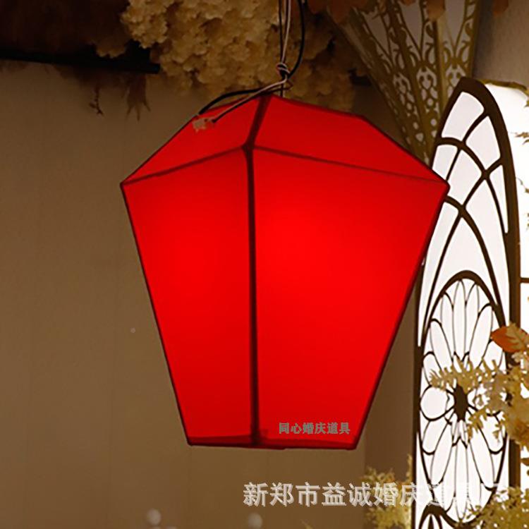 新款婚庆道具中式吊灯网格灯笼孔迎宾舞GEA台婚礼堂吊明布灯置顶