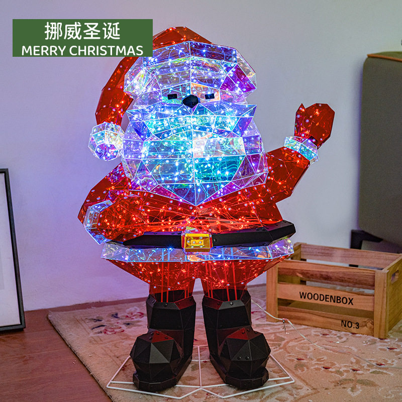 圣诞节装品饰幻彩大号圣诞老人站立出口新款幻彩笑脸创意公仔摆件