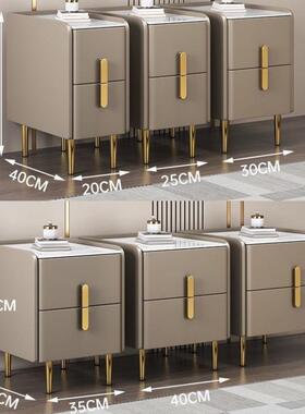 木迷你床头柜代简约20收cm储物柜小型纳柜轻奢岩板超窄床92162现