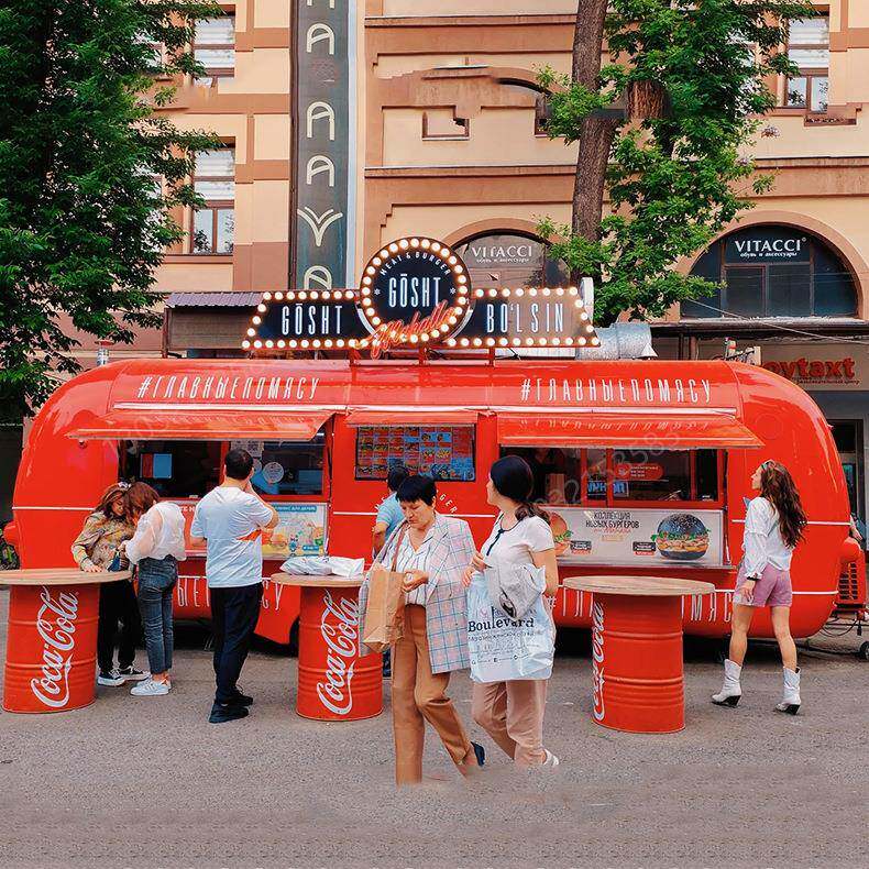 拖车挂式牵美食车美式快汉堡薯条售卖餐饮便利无品牌/化移动餐简