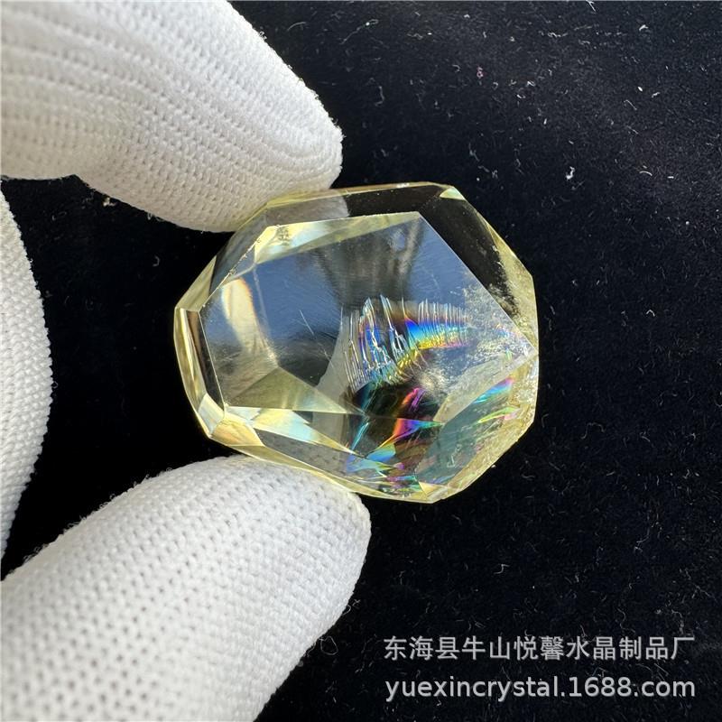 阿赛斯莱梵天65416透体天特然水晶随形彩虹黄石原石打磨家居客厅