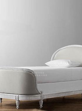 美式实木卧室公主床1米2复古白色雕QPP做儿旧一米二落地户型花童