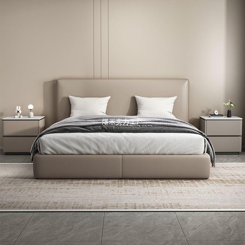 皮质奶油实风轻奢装免安家用床头柜简约现代网红极木简卧室床BMMC