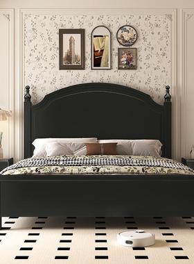 现代简约复古风实CUN木床美式人1.8韩式园中古主床田主公卧婚双床