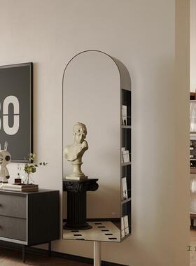 卧试衣镜子旋转穿奢衣室镜全身镜落地书架REQ轻杂志架镜收纳物镜