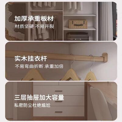 柜卧儿室家租用小户型实木童新款储物柜子简易组VVW装出房用大衣