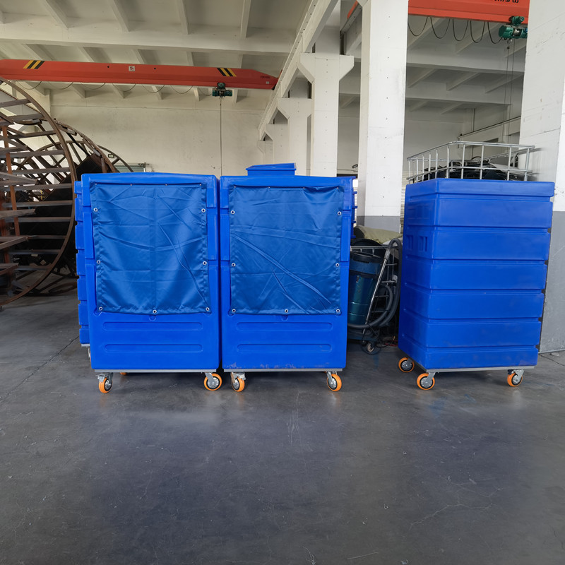 华社布草笼车高端酒店宾馆清洁衣物运输防尘1000L滚塑异形清洁车