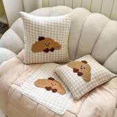 H7J卡通可爱毛巾抱公枕被绣子二合一办室午睡毯子车抱载便携XTO枕