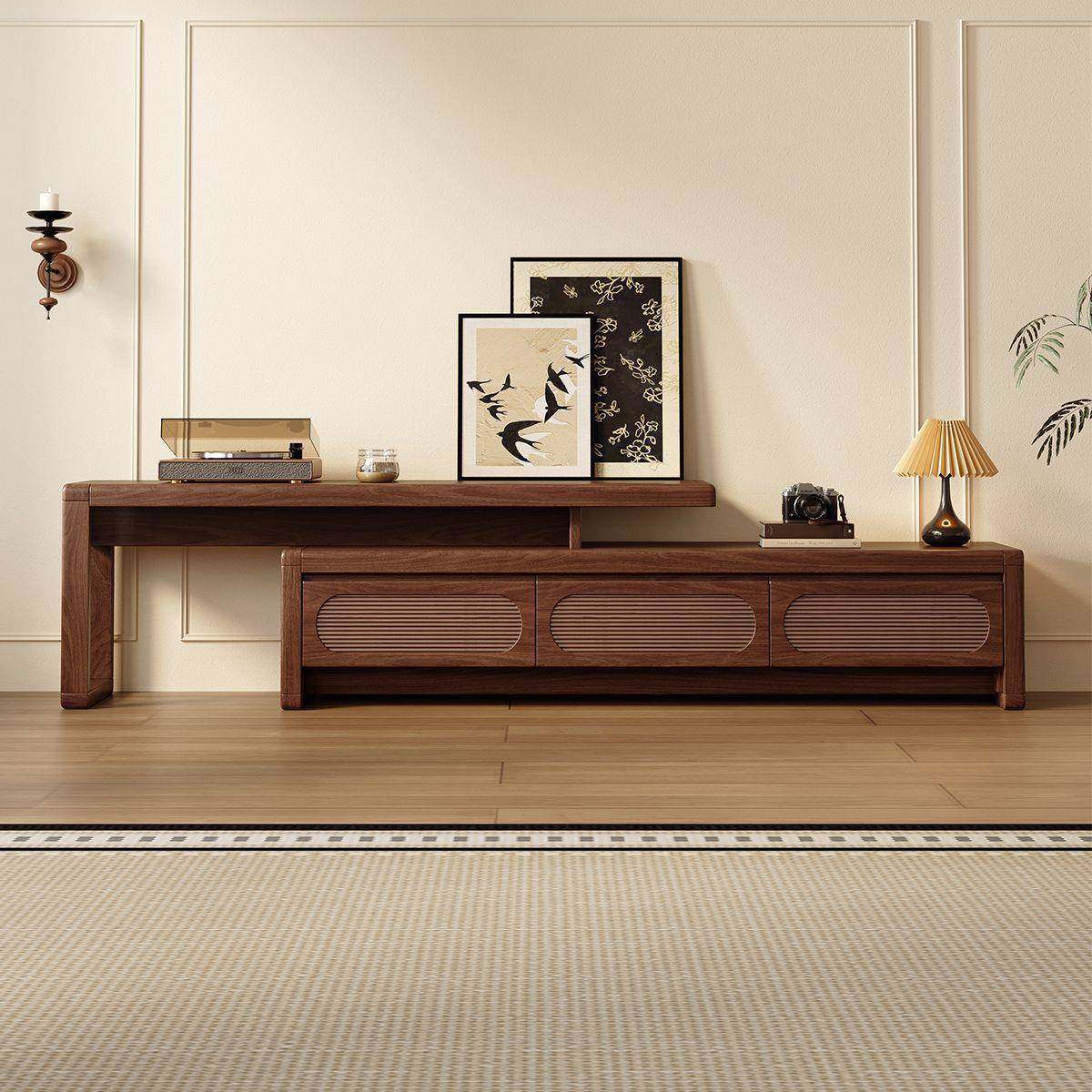 北美黑胡桃伸缩无电视柜实木落·地柜新中式客厅储木物腿柜家具,住宅家具,其它柜类,淘宝优惠券,粉丝福利购,淘宝优惠卷