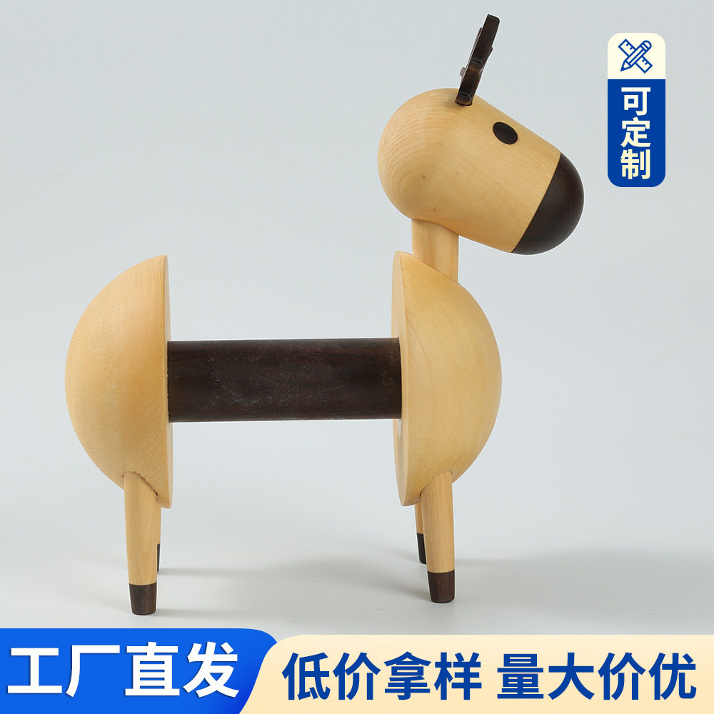 实木卡通卷纸架创意家居日用纸巾架跨境小毛驴小鹿卷纸器工厂直销
