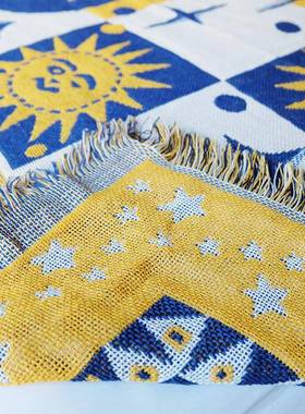 Dulcis发欧式沙发巾星星月亮图案四季沙挂盖毯ZBZ毯加毯厚针织毯