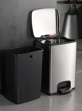 商用厨房式PDD50713垃圾桶家用不锈钢脚踏量客厅间加大容带盖脚踩