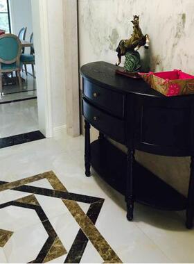 黑式乡村椭VCV圆双屉色玄关柜走廊实木法式靠抽墙现美代装饰柜门