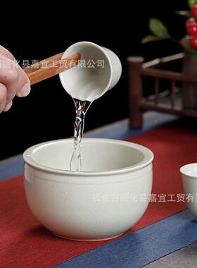 木灰建干水陶瓷茶RGY草洗茶渣缸水盂带盖家日式用盖碗茶具壶承泡