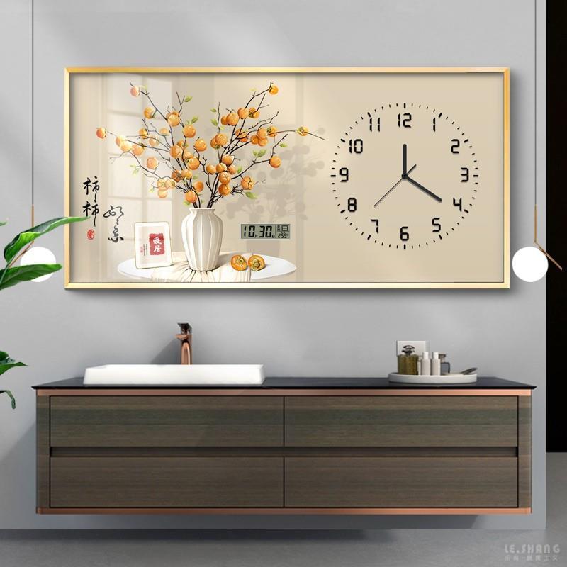 餐厅装饰画钟表年历202客5新表款厅壁画万饭厅餐桌挂钟配电箱FLV