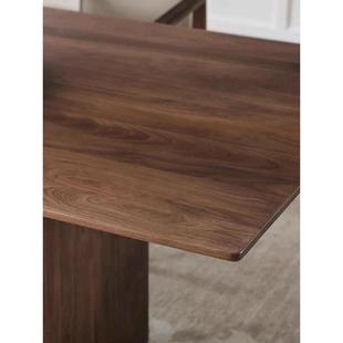 HF木2X黑胡桃餐桌长方形饭桌实极简会客茶台原木LES板茶大桌老?板