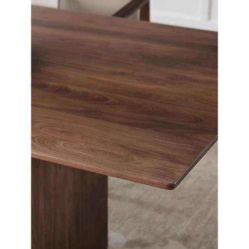 HF木2X黑胡桃餐桌长方形饭桌实极简会客茶台原木LES板茶大桌老?板