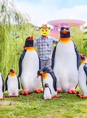 主户外海洋题仿真动雕塑林景观花园别墅园水池物玻璃钢60353企鹅